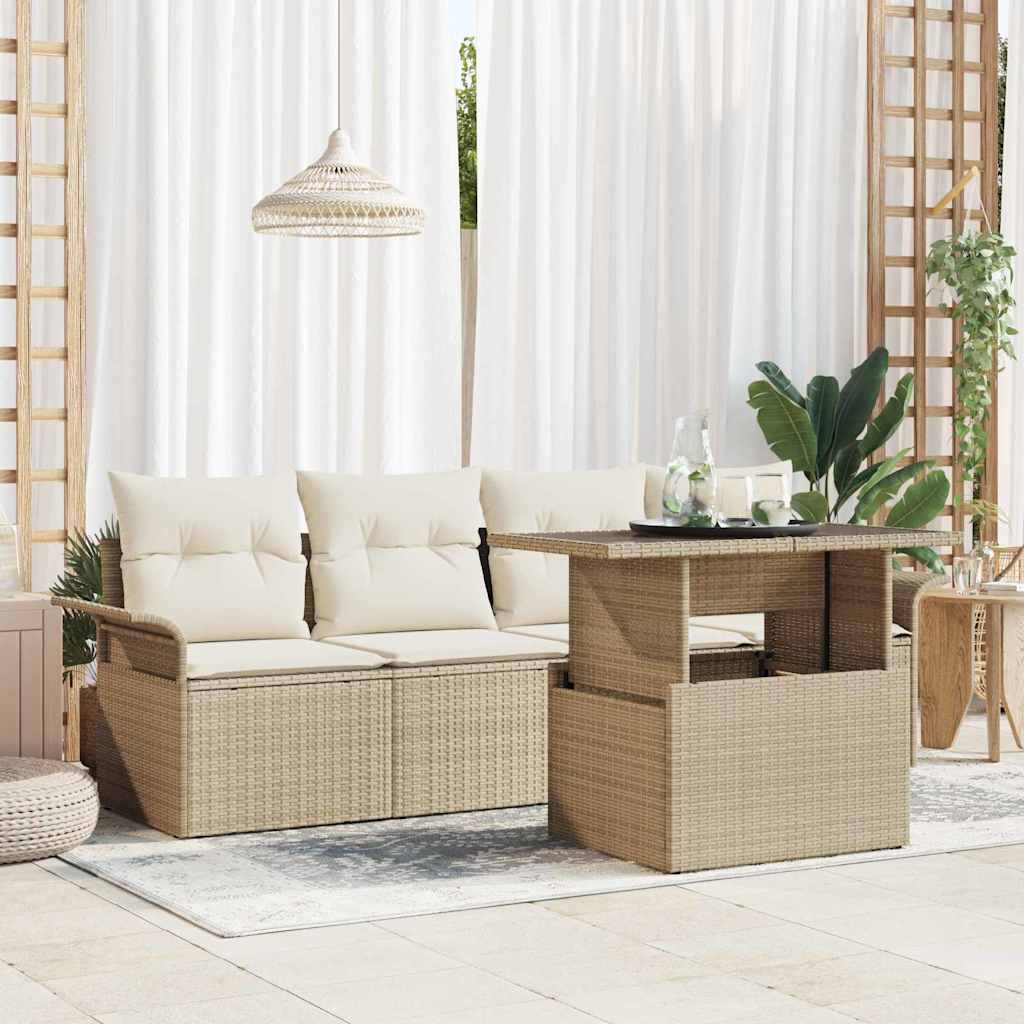Havesofa Sæt 5 stk. Beige polyrattan
