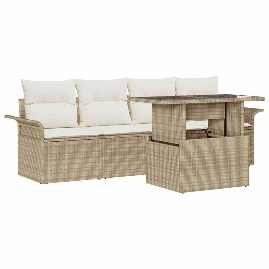 Havesofa Sæt 5 stk. Beige polyrattan