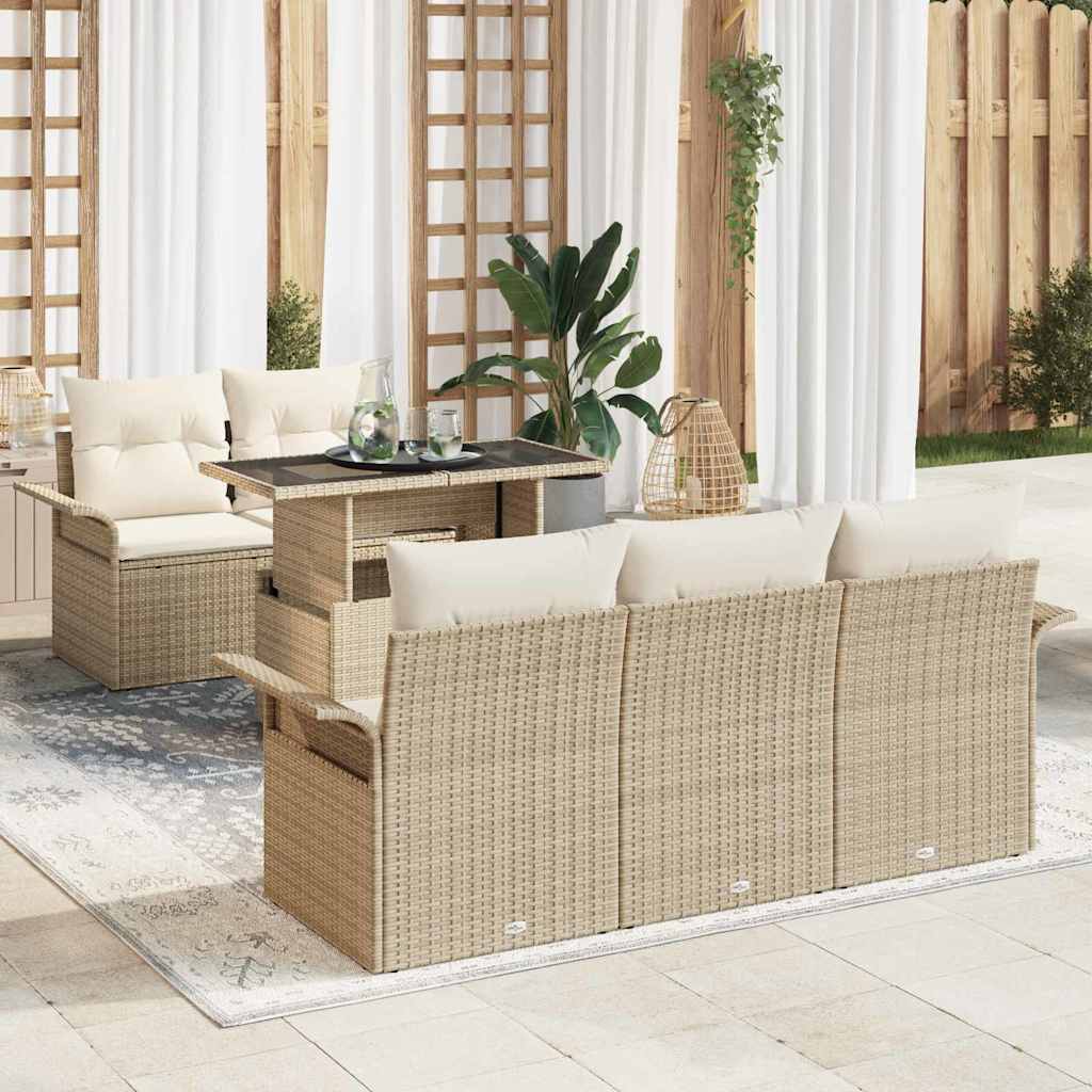 Havesofa Sæt 6 stk. Beige polyrattan