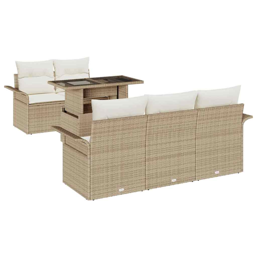 Havesofa Sæt 6 stk. Beige polyrattan