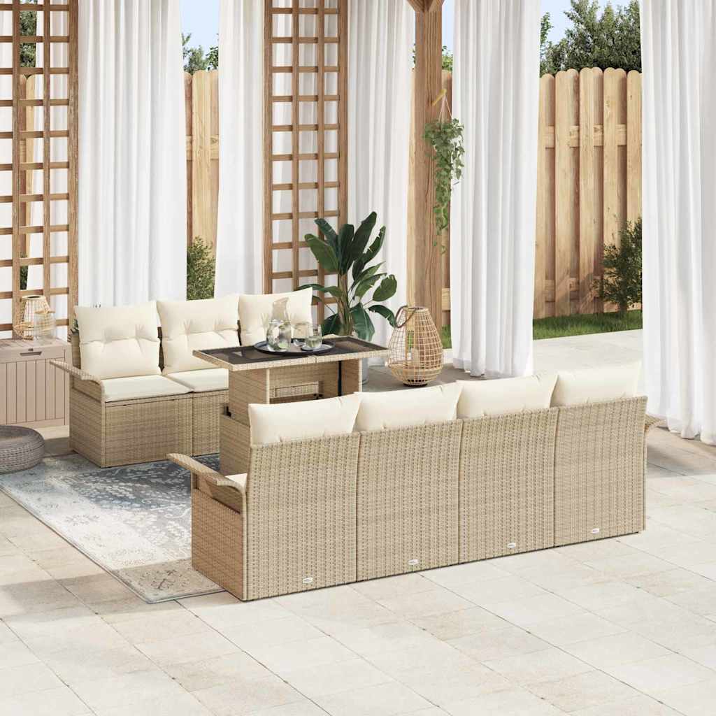 Havesofa Sæt 8 stk. Beige polyrattan
