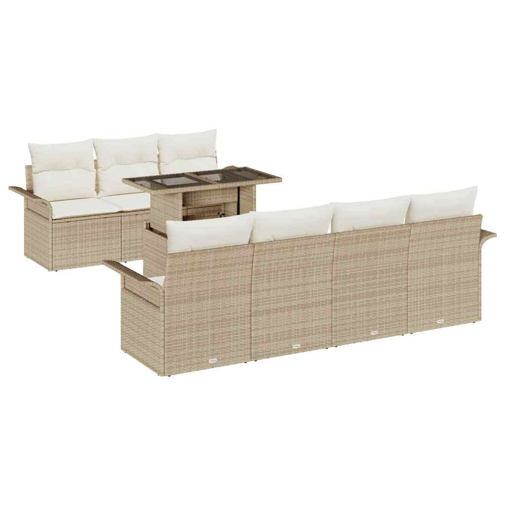 Havesofa Sæt 8 stk. Beige polyrattan