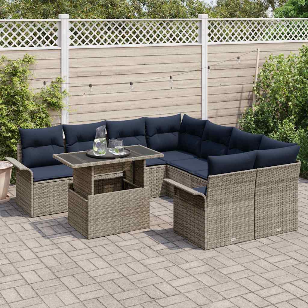 Havesofa Sæt 9 stk. Grå polyrattan