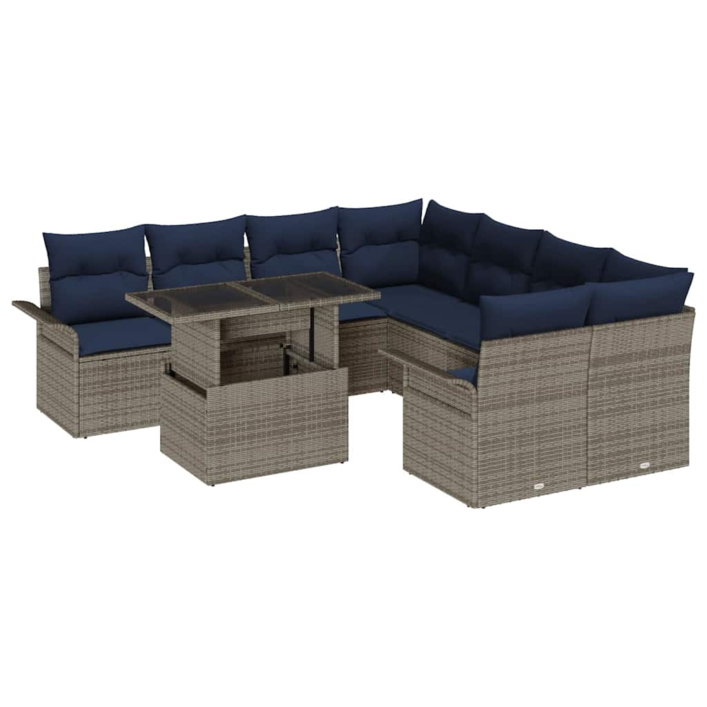 Havesofa Sæt 9 stk. Grå polyrattan