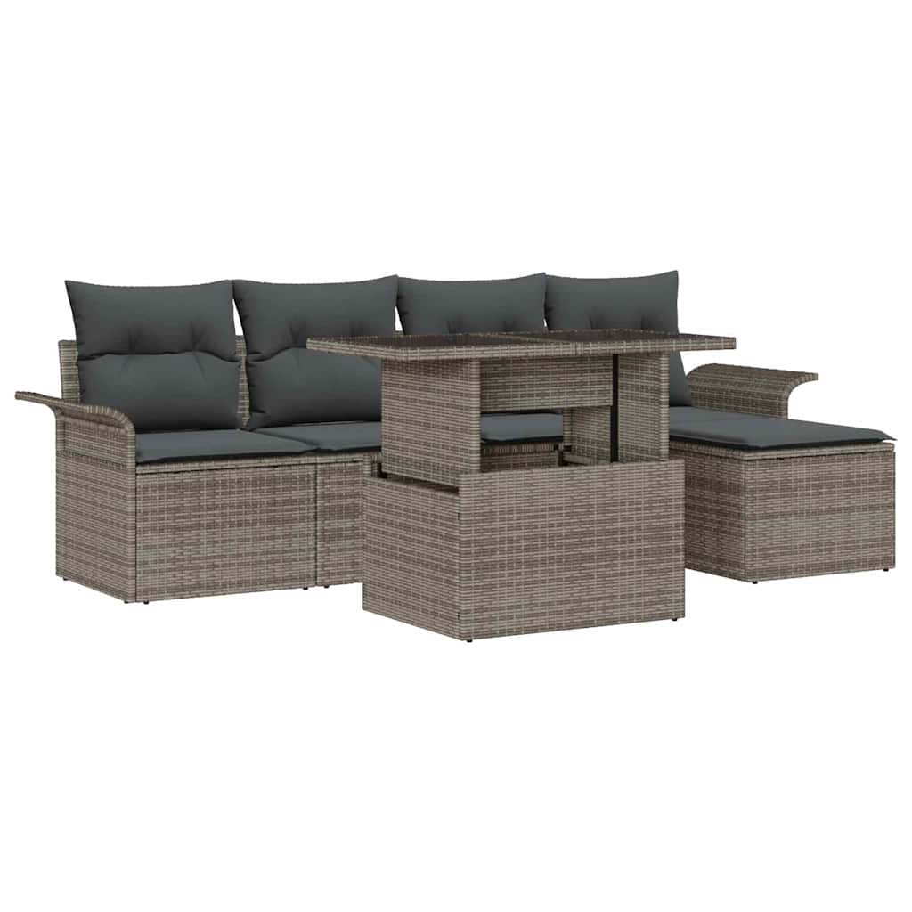Havesofa Sæt 6 stk. Grå polyrattan