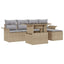 Havesofa Sæt 6 stk. Beige polyrattan