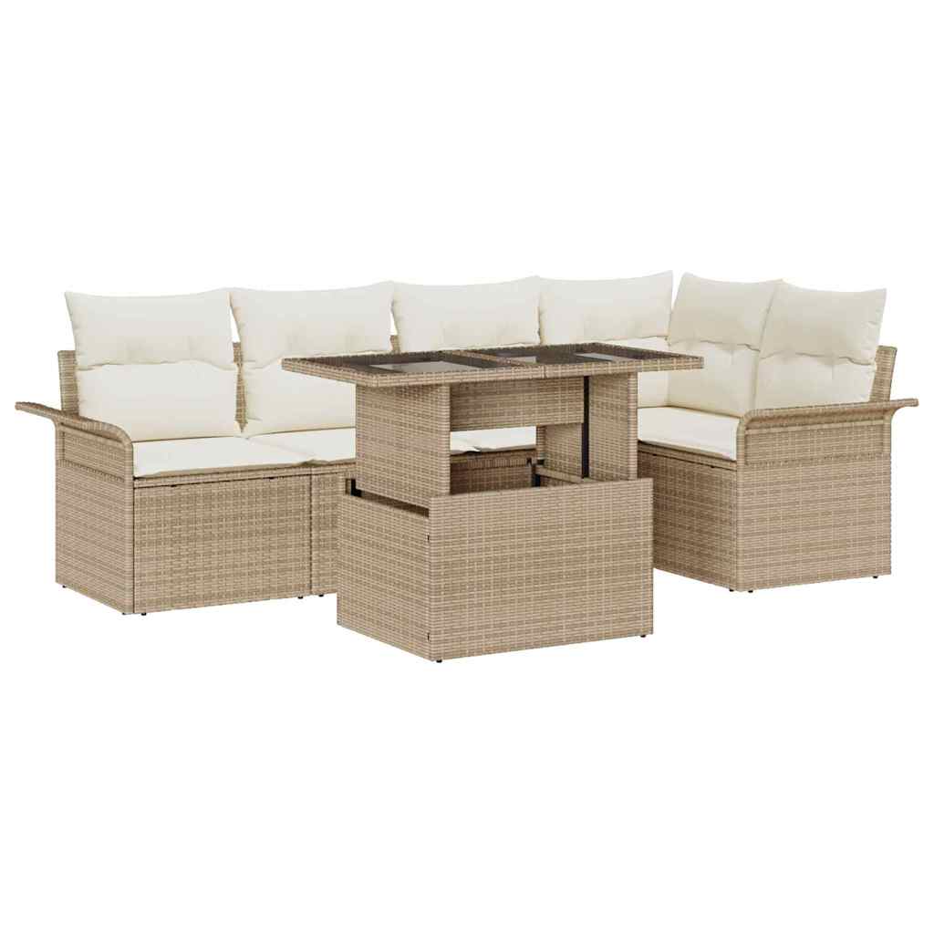 Havesofa Sæt 6 stk. Beige polyrattan