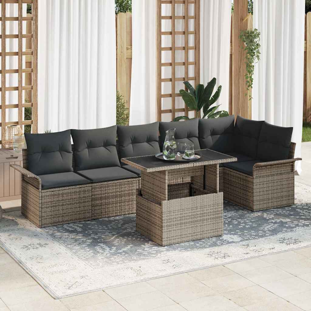 Havesofa Sæt 7 stk. Grå polyrattan