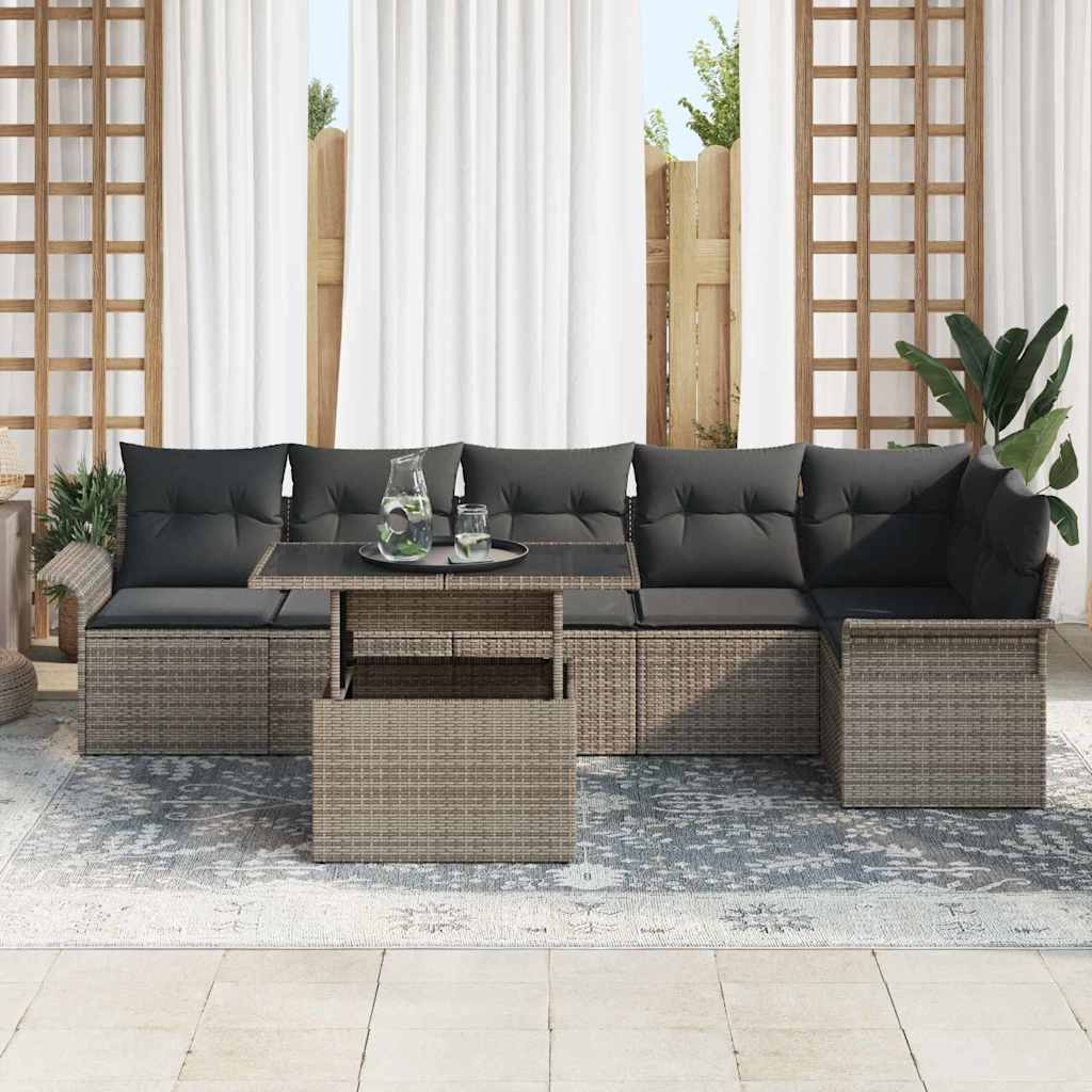 Havesofa Sæt 7 stk. Grå polyrattan