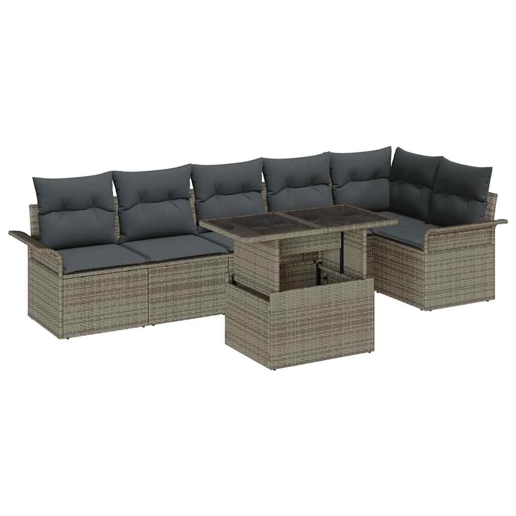 Havesofa Sæt 7 stk. Grå polyrattan