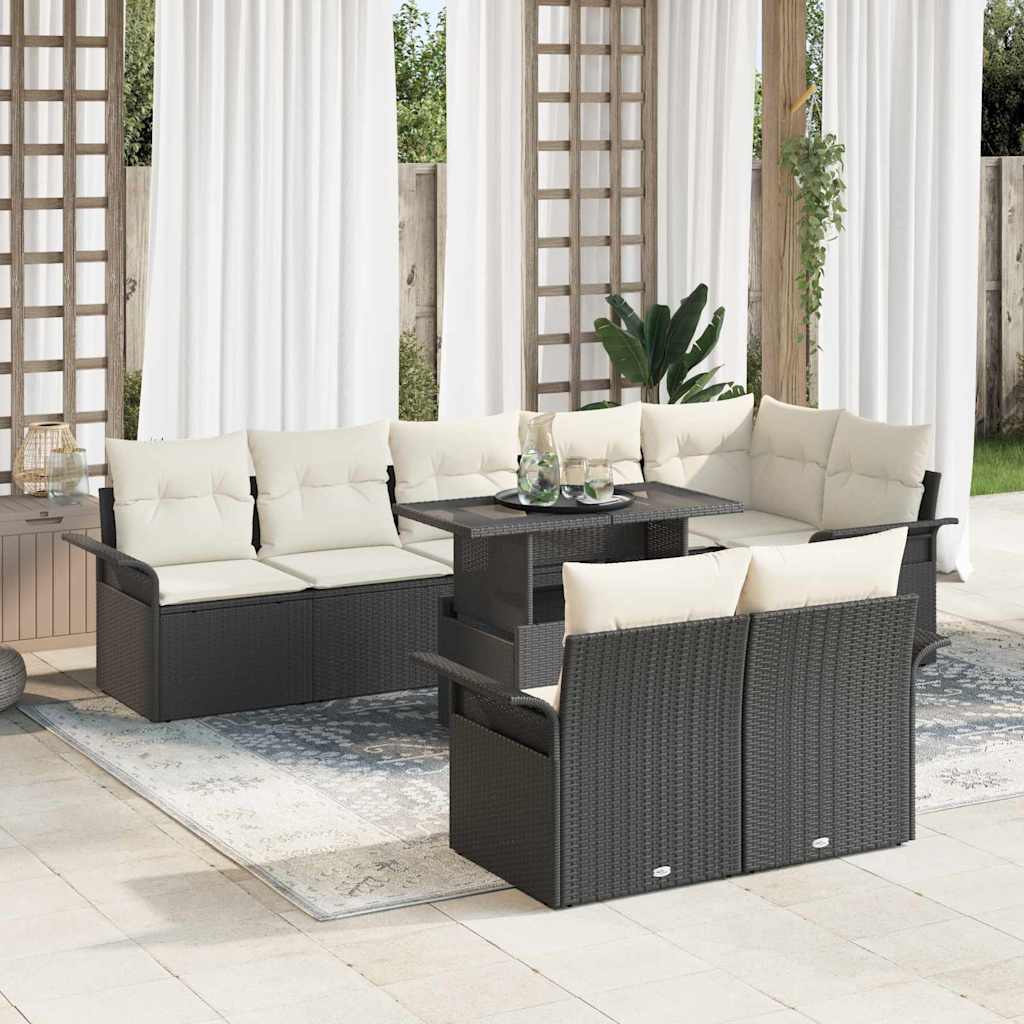 Havesofa Sæt 9 stk. Sort Poly rattan