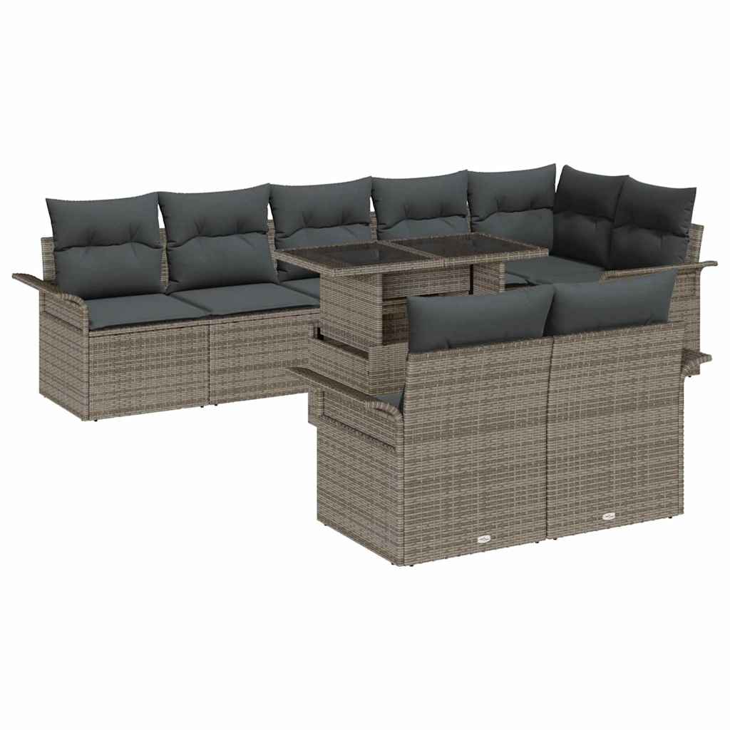 Havesofa Sæt 9 stk. Grå Poly rattan