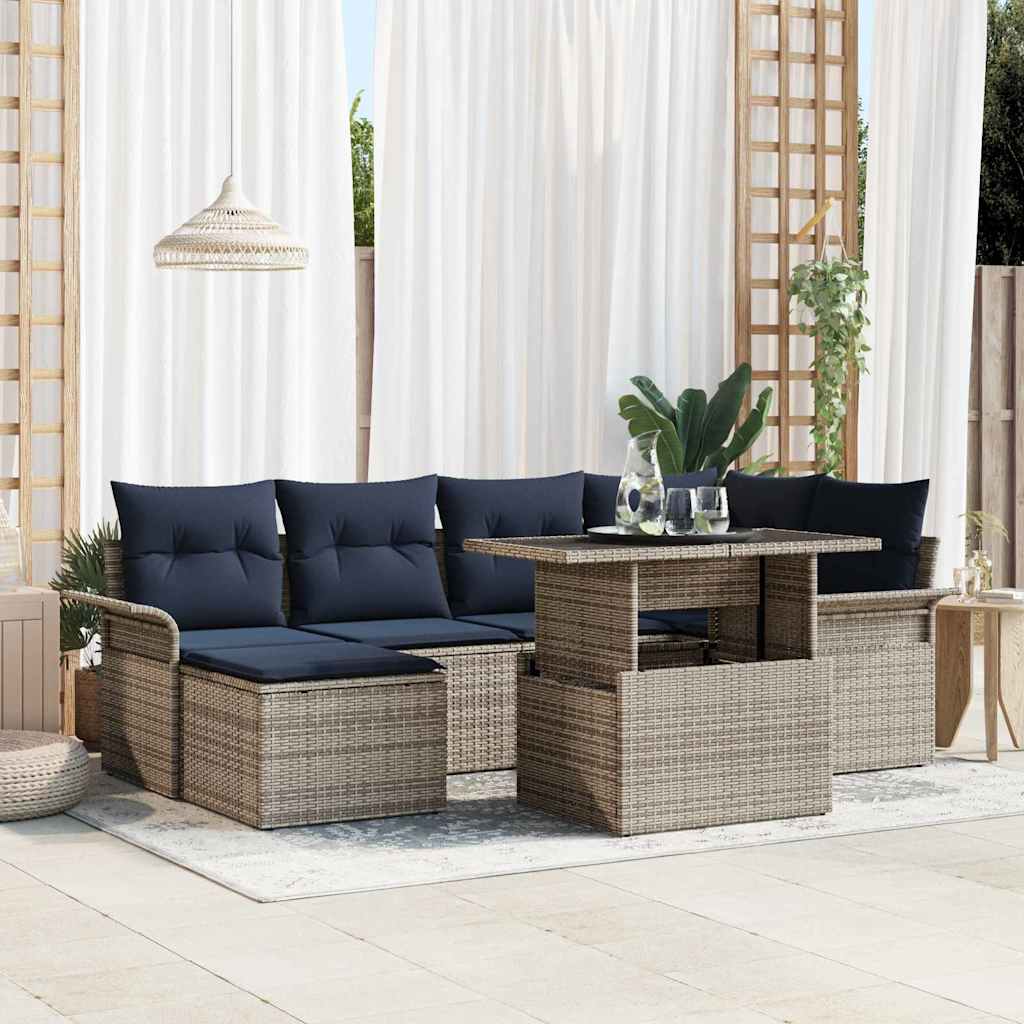 Havesofa Sæt 7 stk. Grå polyrattan