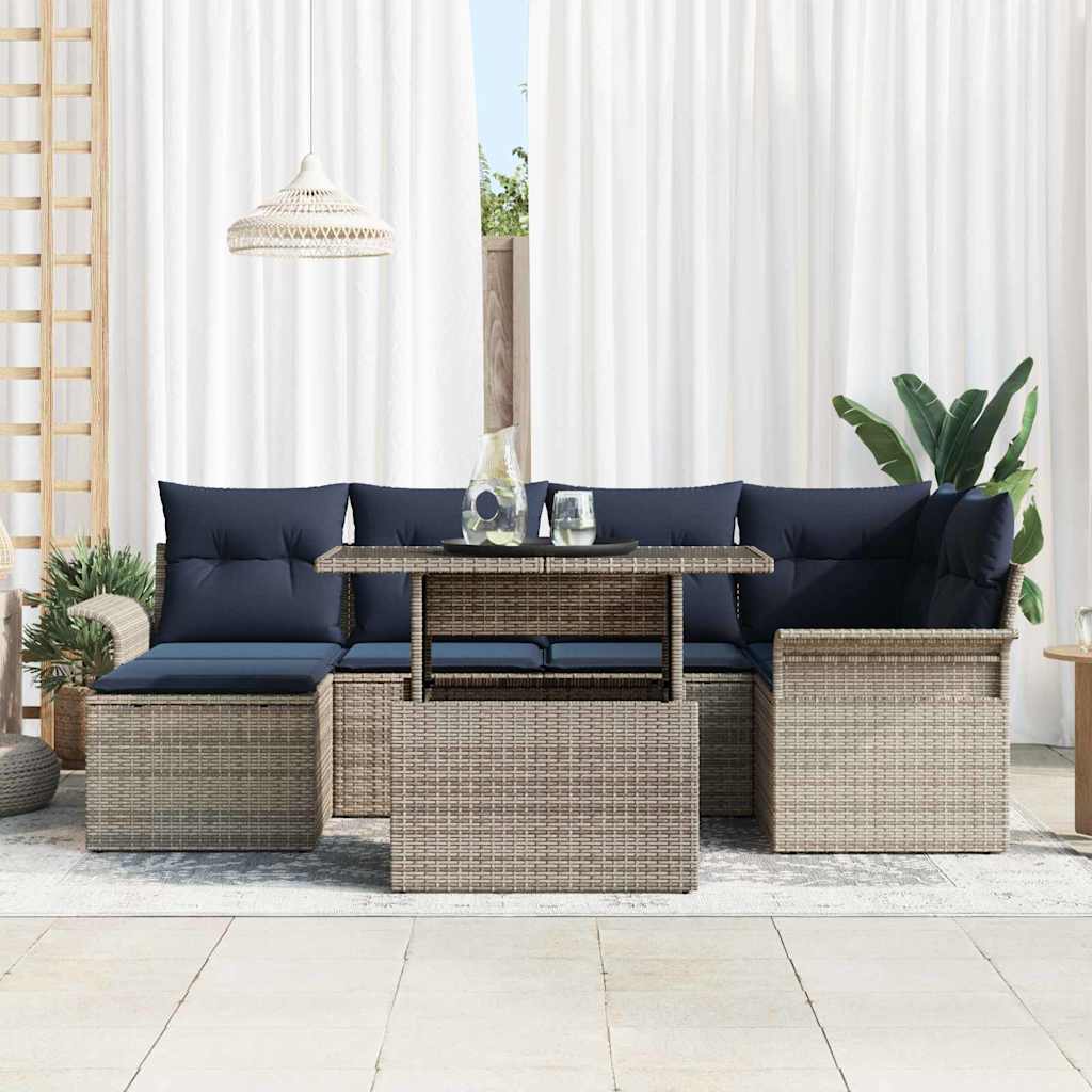 Havesofa Sæt 7 stk. Grå polyrattan