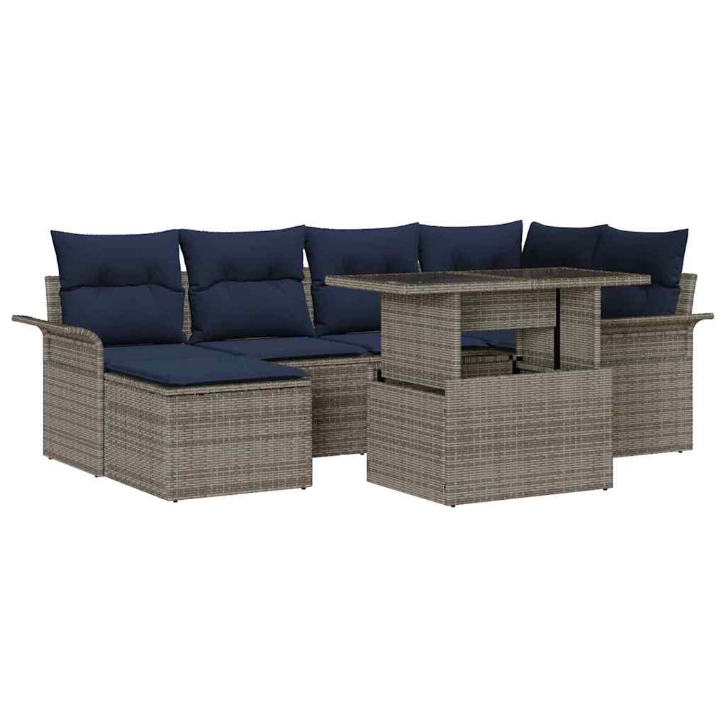 Havesofa Sæt 7 stk. Grå polyrattan