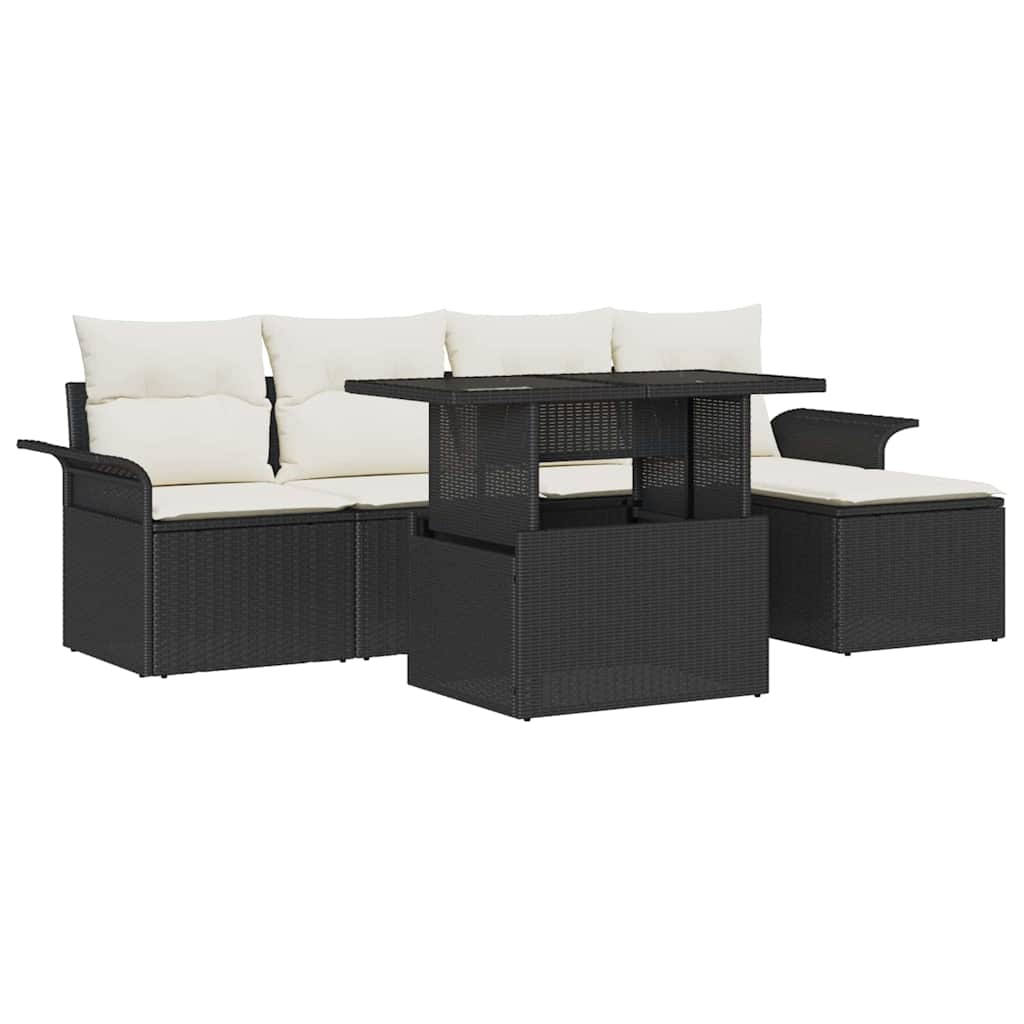 Havesofa Sæt 8 stk. Sort Poly rattan