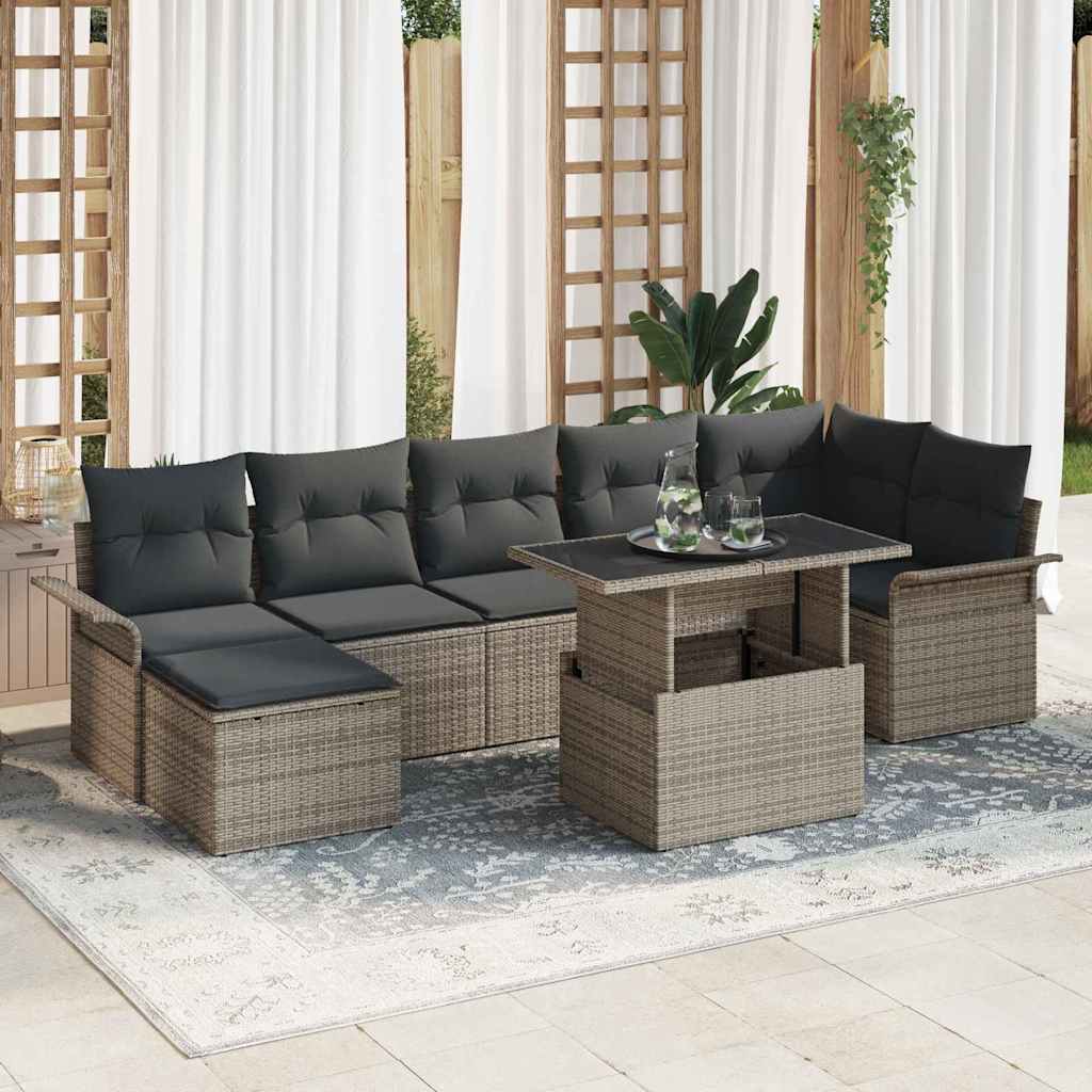 Havesofa Sæt 8 stk. Grå Poly rattan
