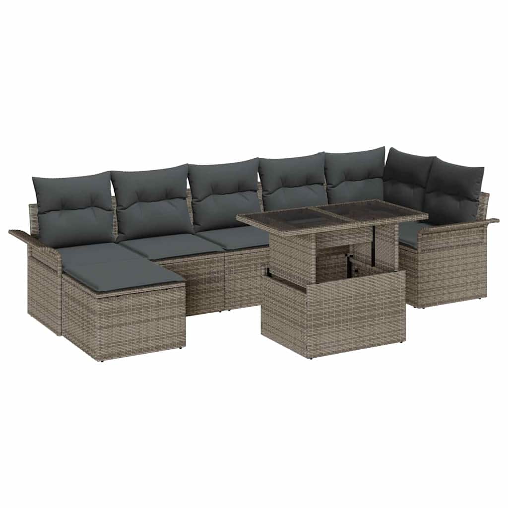 Havesofa Sæt 8 stk. Grå Poly rattan