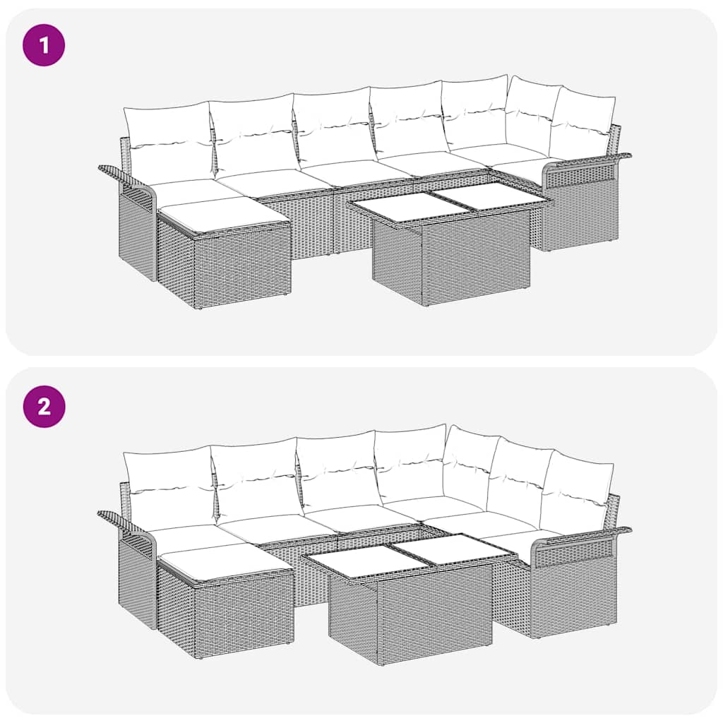 Havesofa Sæt 8 stk. Beige Poly rattan