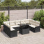 Havesofa Sæt 10 stk. Sort Poly rattan