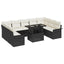 Havesofa Sæt 10 stk. Sort Poly rattan