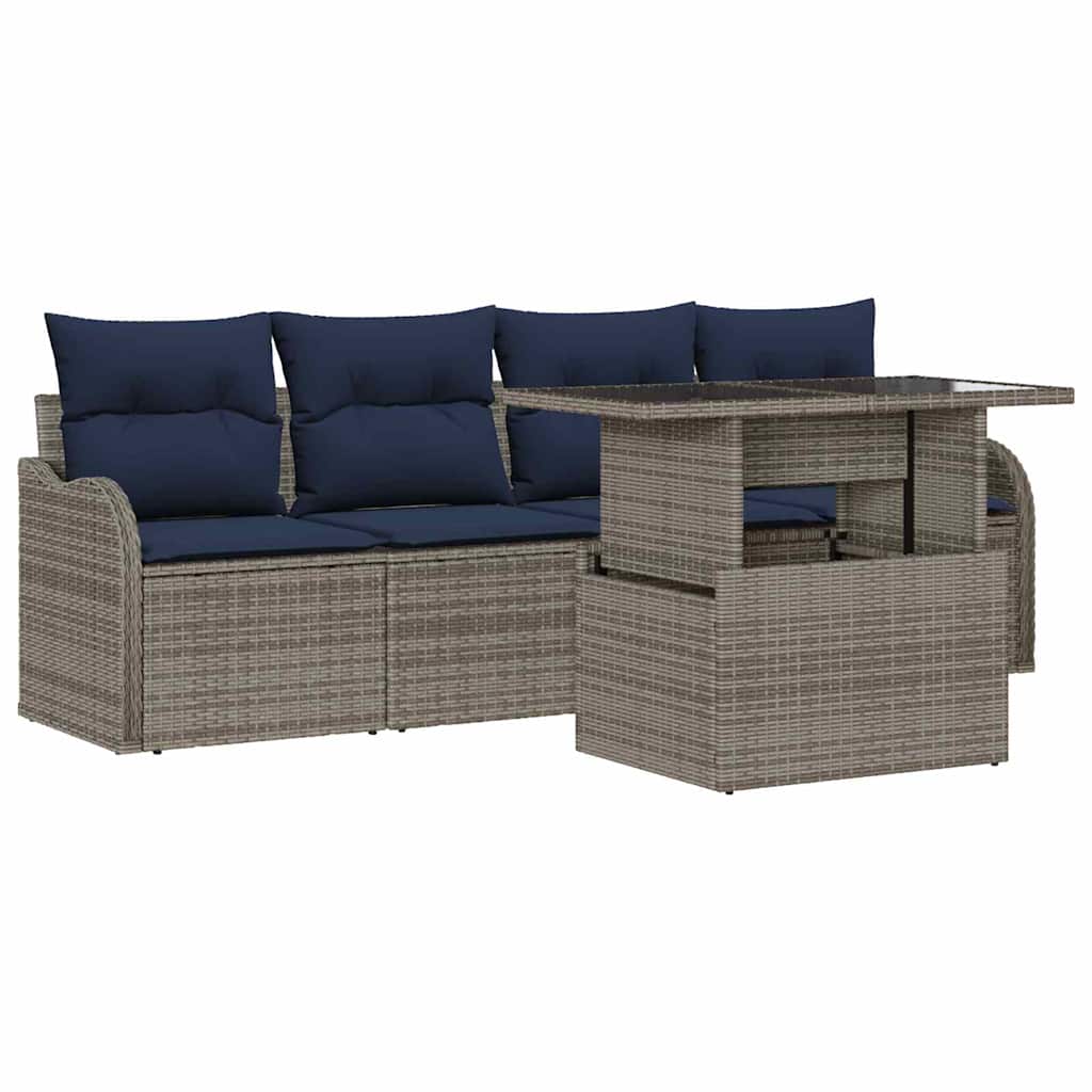 Havesofa Sæt 5 stk. Grå polyrattan