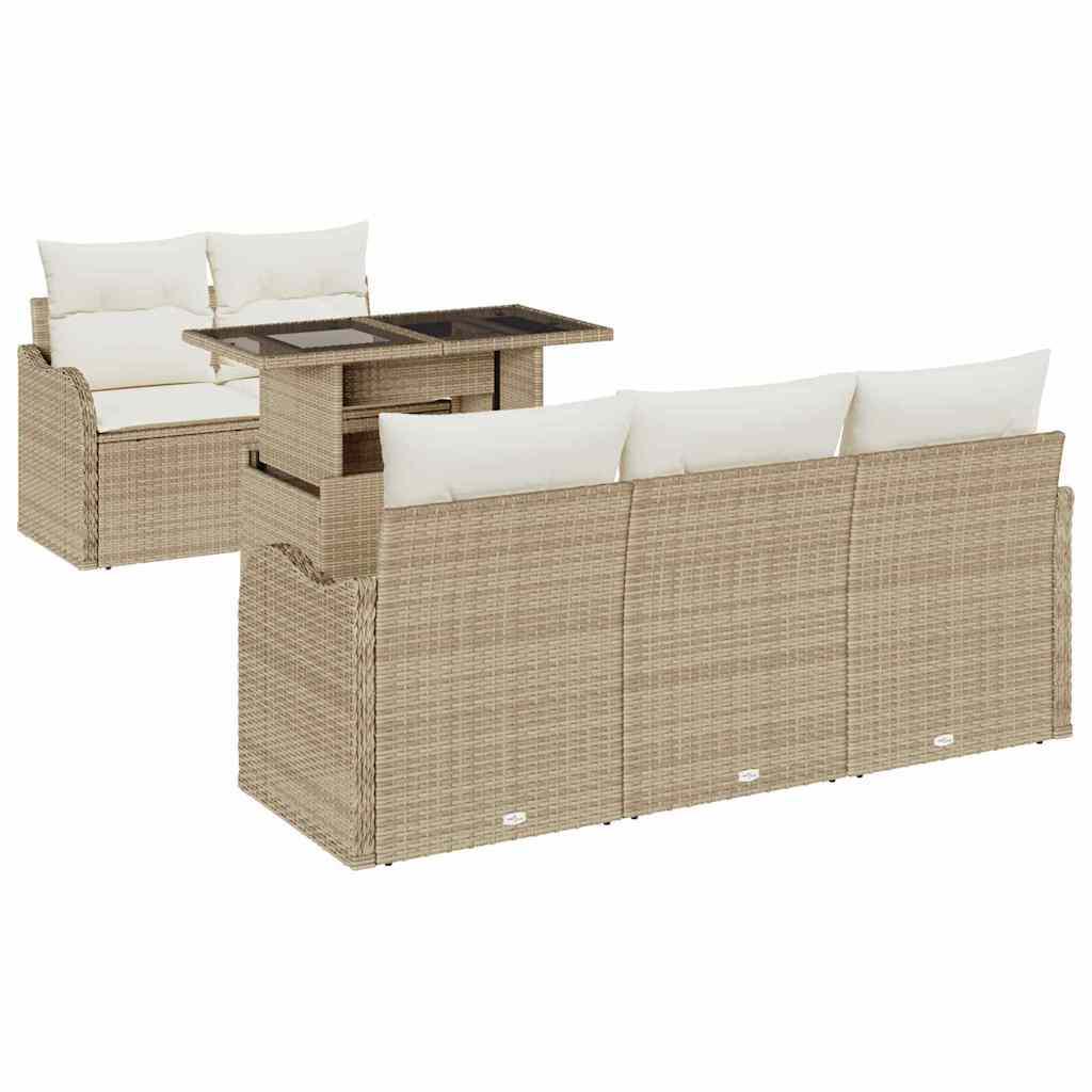Havesofa Sæt 6 stk. Beige polyrattan