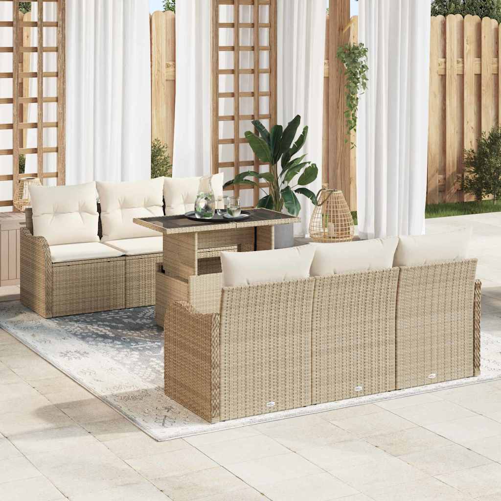 Havesofa Sæt 7 stk. Beige polyrattan