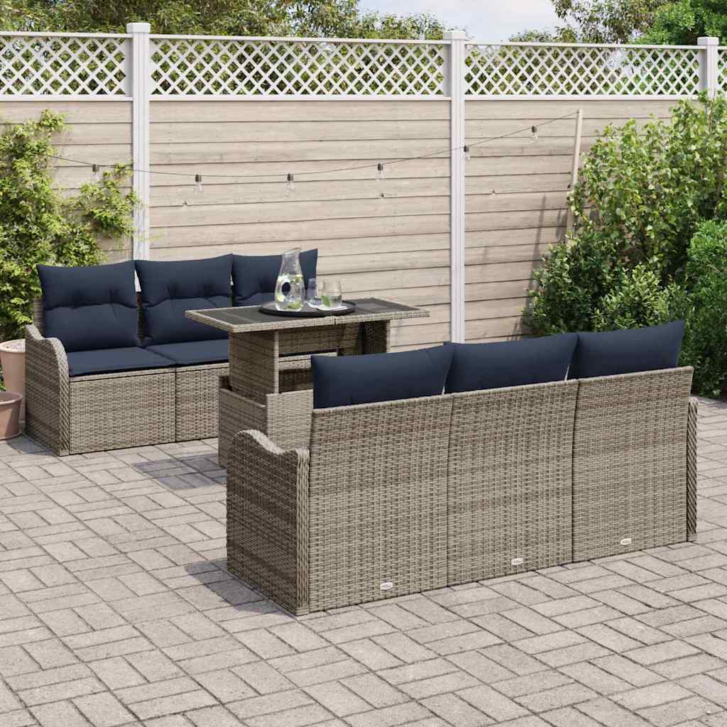 Havesofa Sæt 7 stk. Grå polyrattan