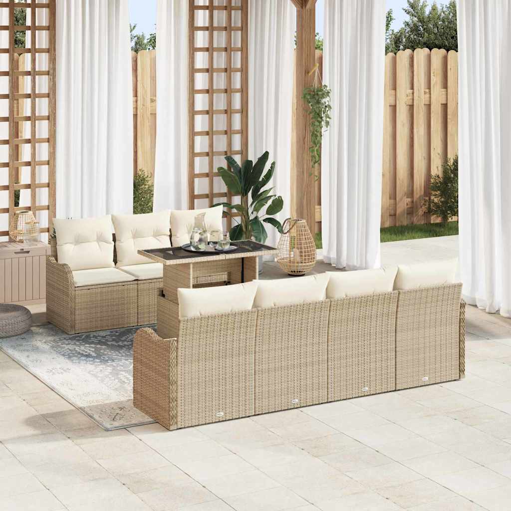 Havesofa Sæt 8 stk. Beige polyrattan
