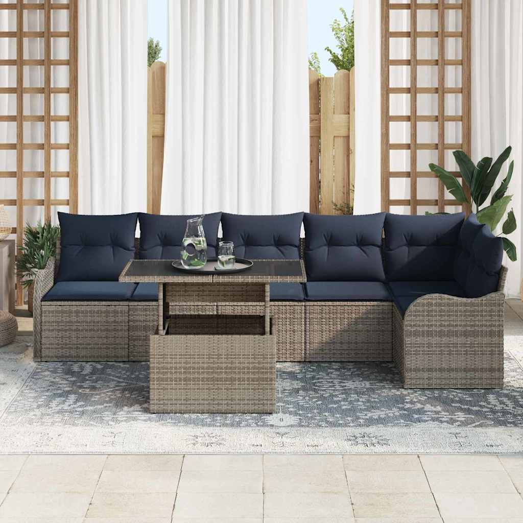 Havesofa Sæt 7 stk. Grå polyrattan