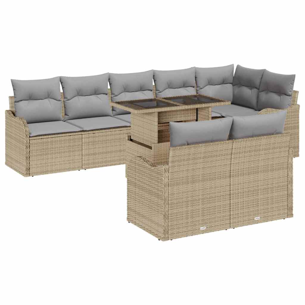 Lounge sæt 9 stk. Beige Poly rattan