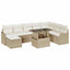 Havesofa Sæt 9 stk. Beige Poly rattan