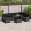 Havesofa Sæt 9 stk. Sort Poly rattan