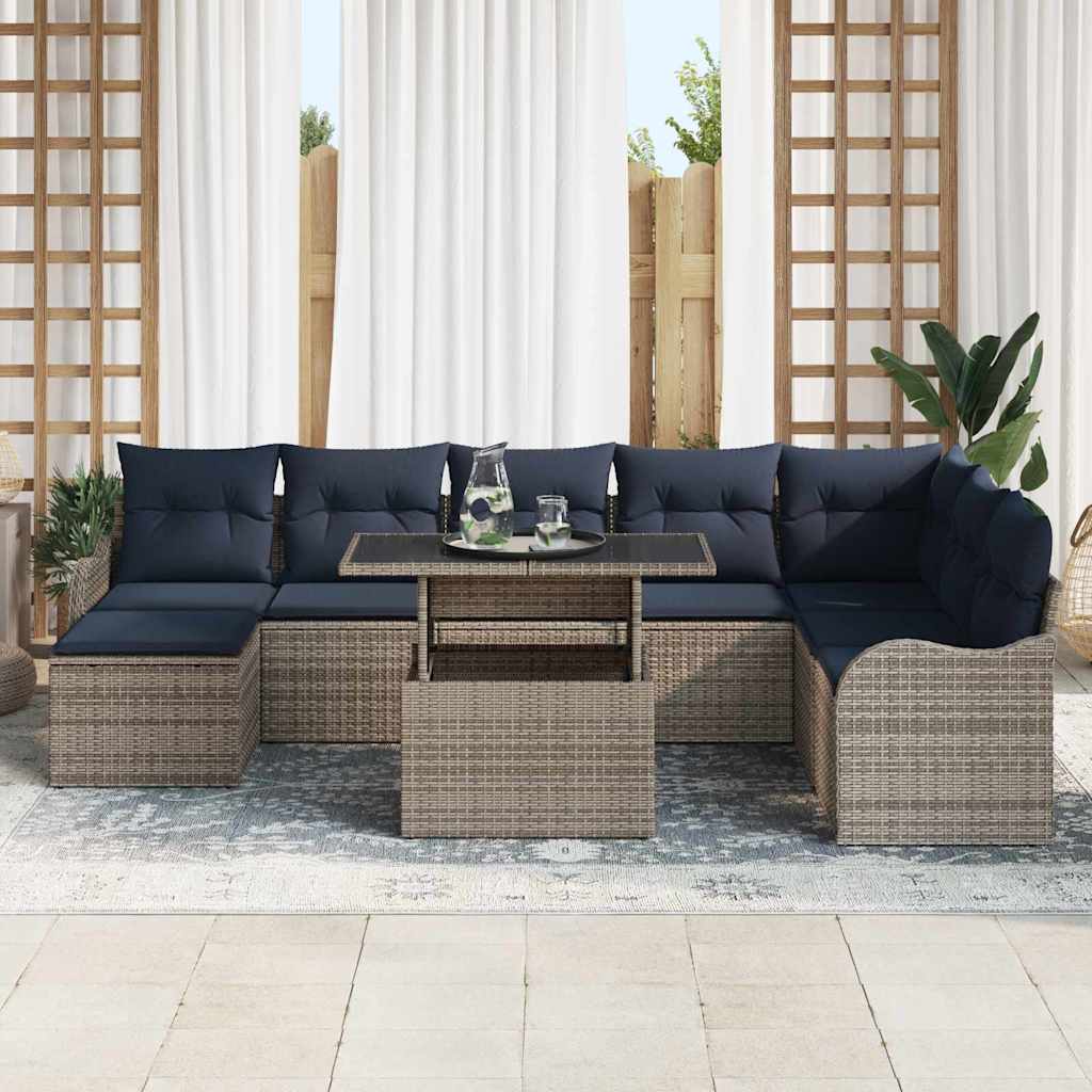 Havesofa Sæt 9 stk. Grå Poly rattan