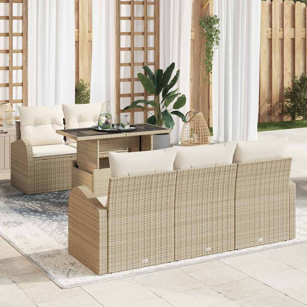 Havesofa Sæt 6 stk. Beige polyrattan