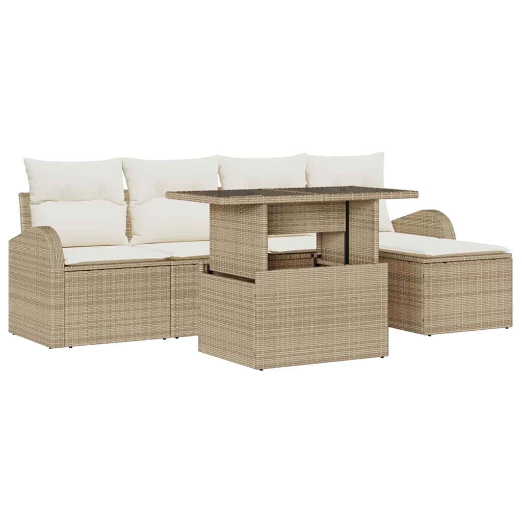 Havesofa Sæt 6 stk. Beige polyrattan