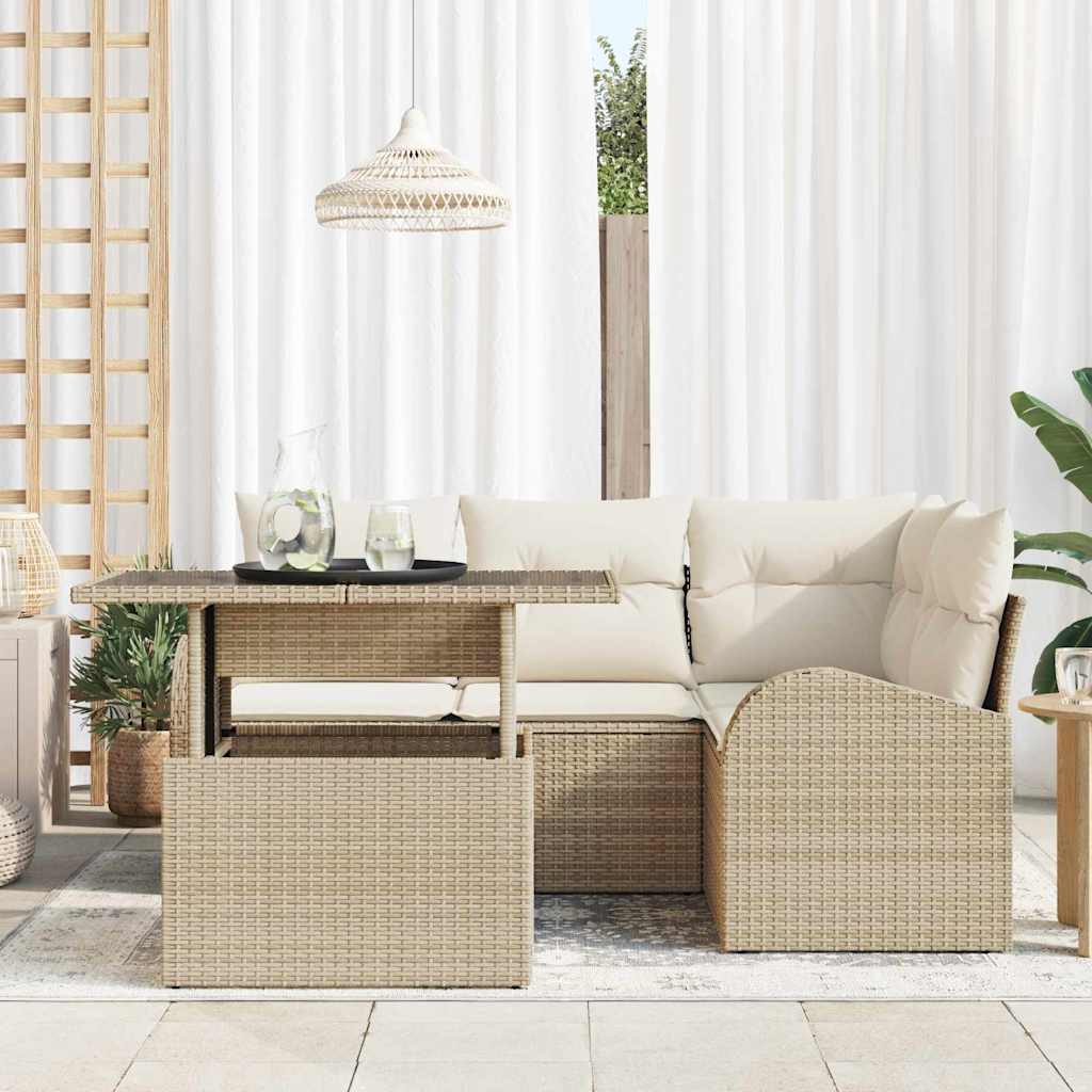 Havesofa Sæt 5 stk. Beige polyrattan