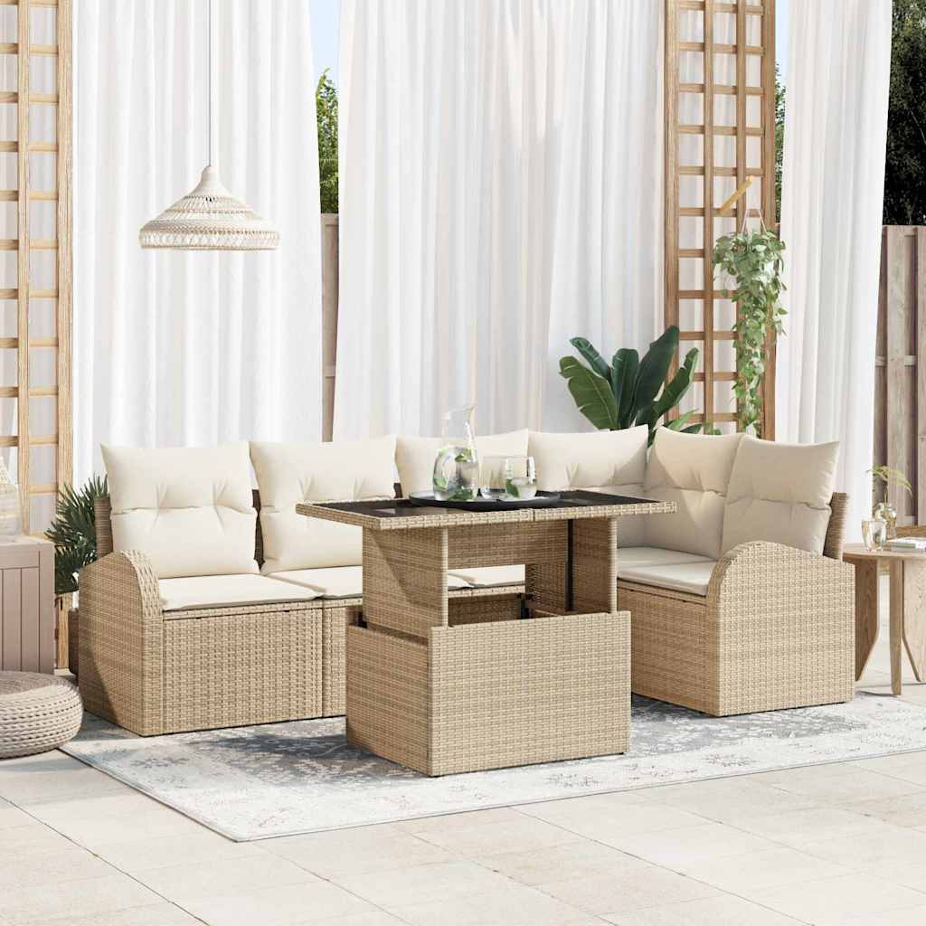 Havesofa Sæt 6 stk. Brun og Creme polyrattan