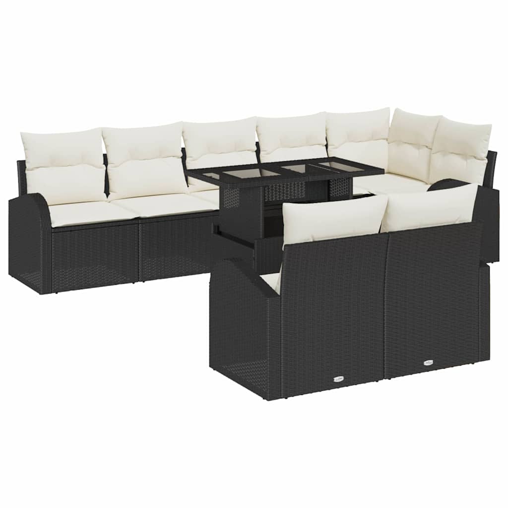 Havesofa Sæt 9 stk. Sort og Cream polyrattan