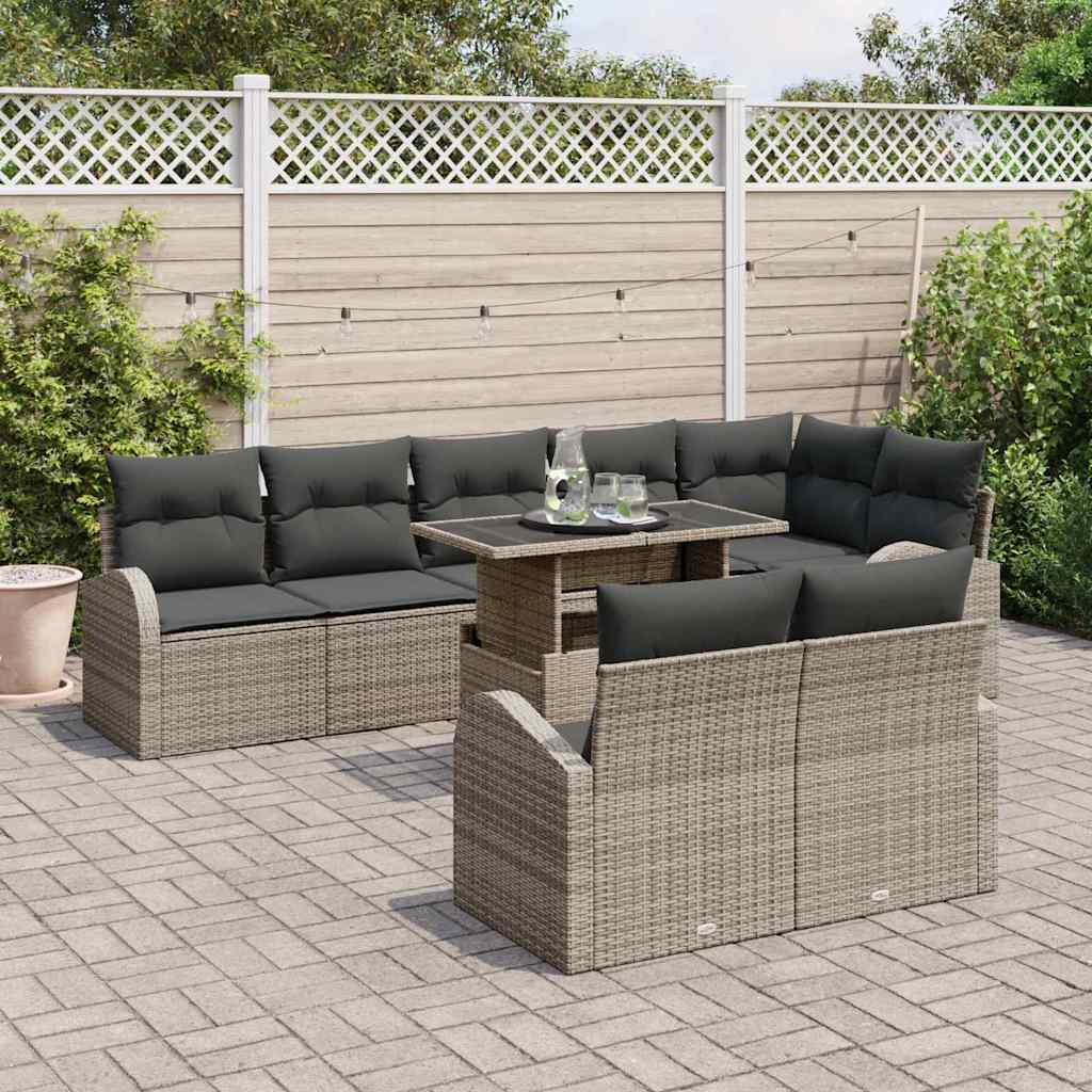Havesofa Sæt 9 stk. Grå polyrattan