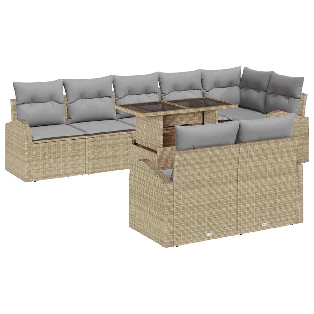 Havesofa Sæt 9 stk. Beige og lys grå polyrattan