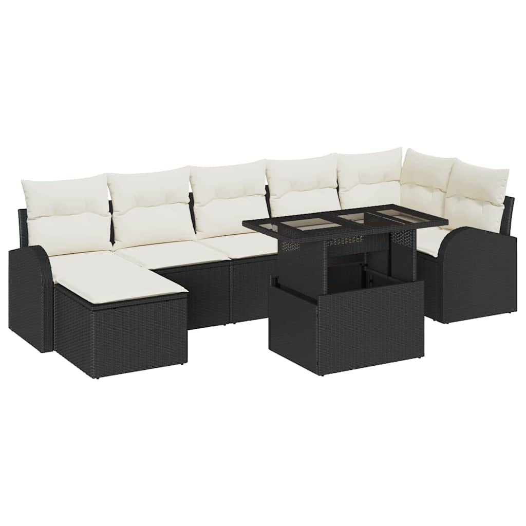 Havesofa Sæt 8 stk. Sort og Cream polyrattan