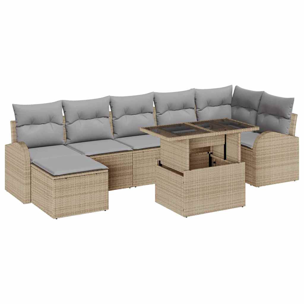 Havesofa Sæt 8 stk. Beige og lys grå polyrattan