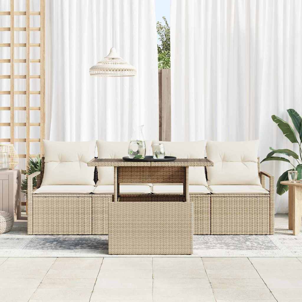 Havesofa Sæt 5 stk. 4-Antal sæder Beige og creme polyrattan