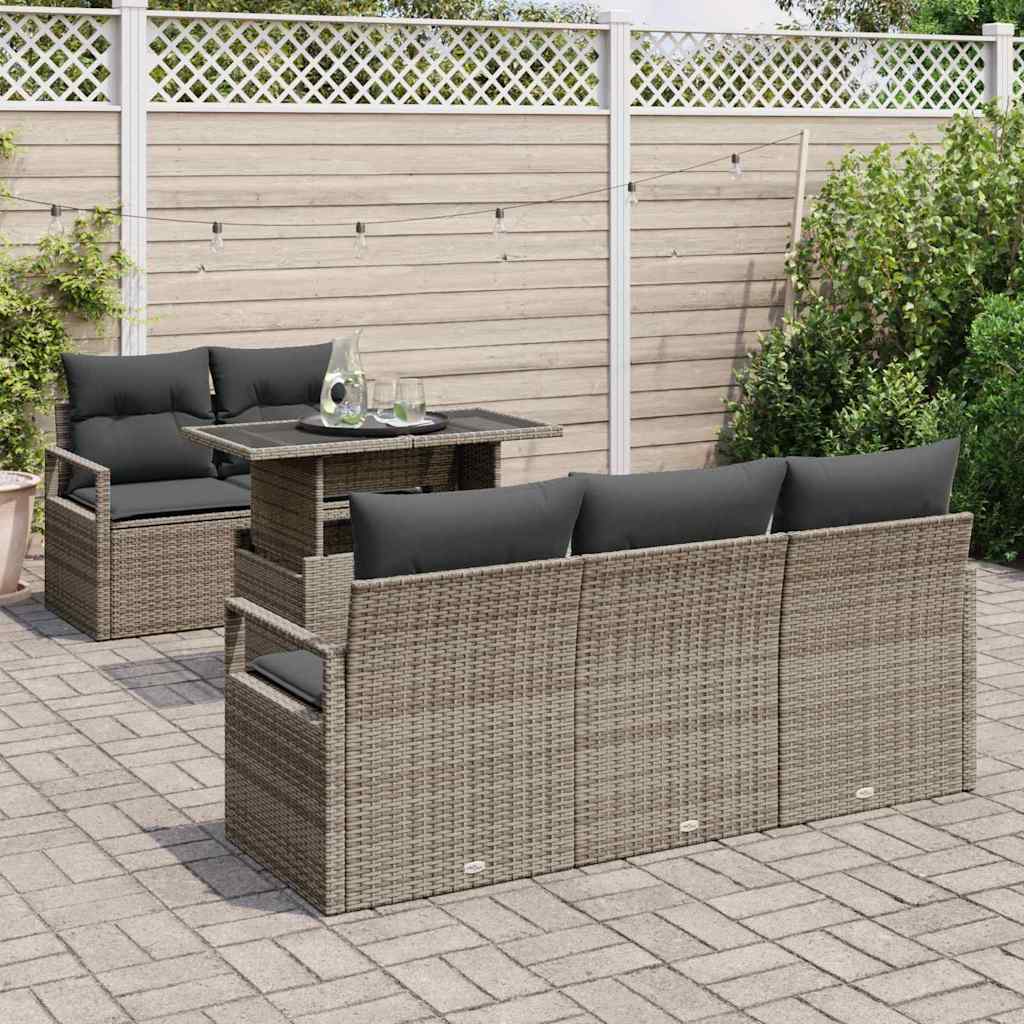 Havesofa Sæt 6 stk. 5-Antal sæder Grå polyrattan