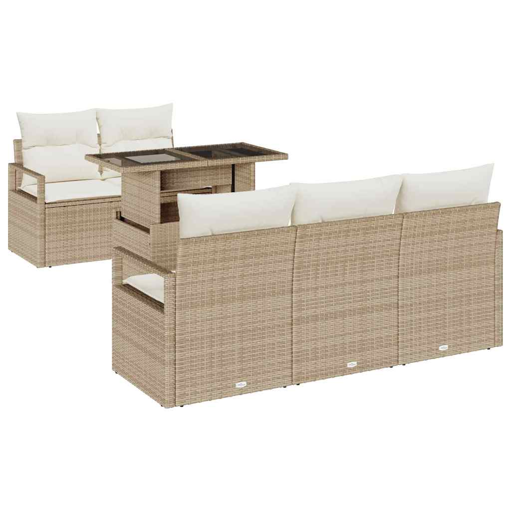 Havesofa Sæt 6 stk. 5-Antal sæder Beige og creme polyrattan