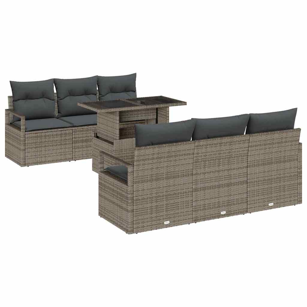 Havesofa Sæt 7 stk. 6-Antal sæder Grå polyrattan