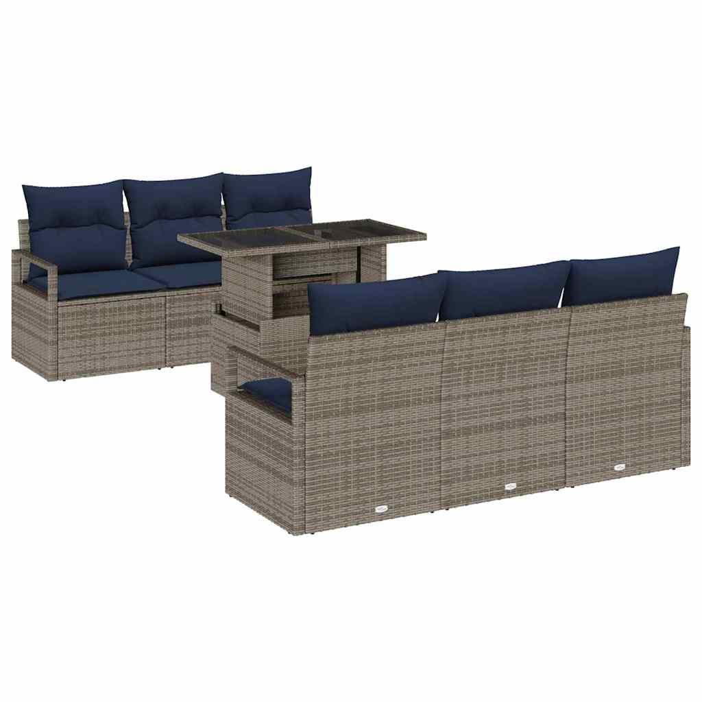 Havesofa Sæt 7 stk. 6-Antal sæder Grå polyrattan