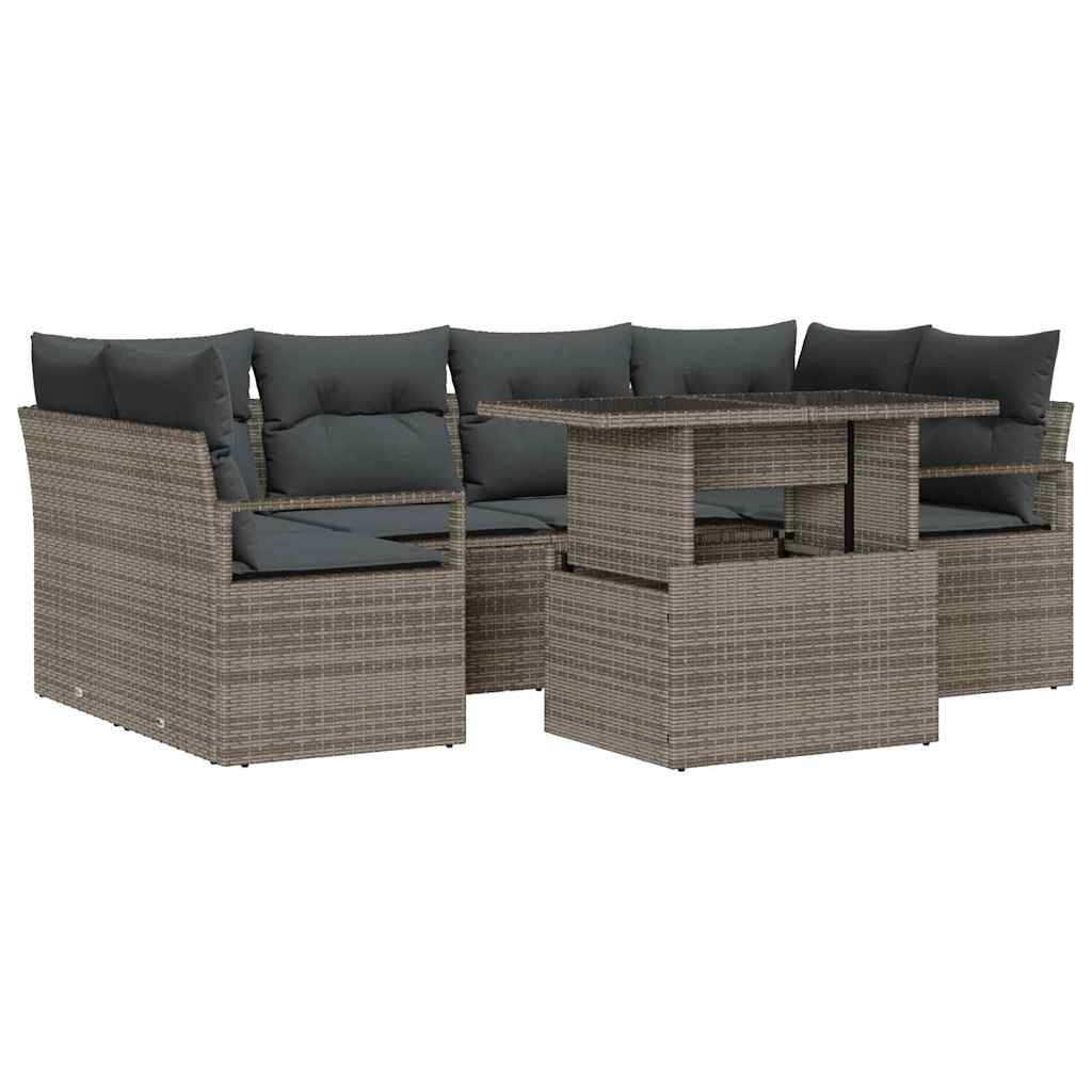 Havesofa Sæt 7 stk. 6-Antal sæder Grå polyrattan